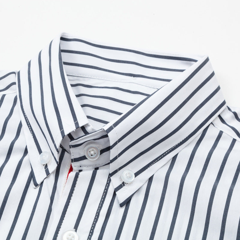 Classic Four-Bar Black & White Striped Patchwork Shirt - Premium Designer | Thom Browne
