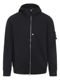 Stone Island compass-appliqué hooded zip-front jacket