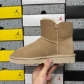 UGG Kallen Lace Mini Boot – Suede Ankle Boot with Shearling Cuff & Signature Button Closure in Sand