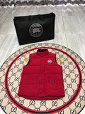 Canada Goose Puffer Vest in Red with Stand Collar and Logo Patch