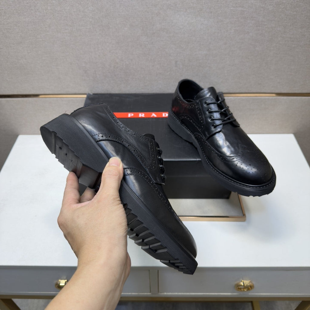 Prada Black Brogue Lace-Up Shoes