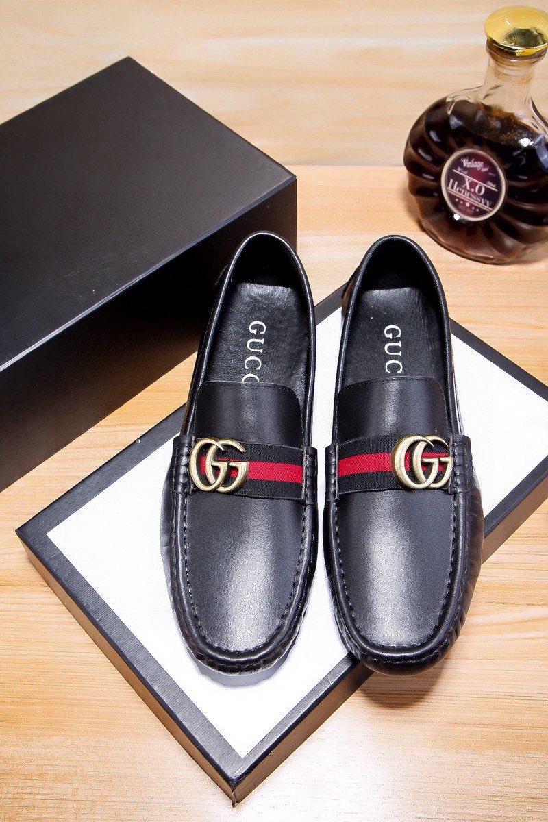 Gucci Black Red-Green Stripe Loafers