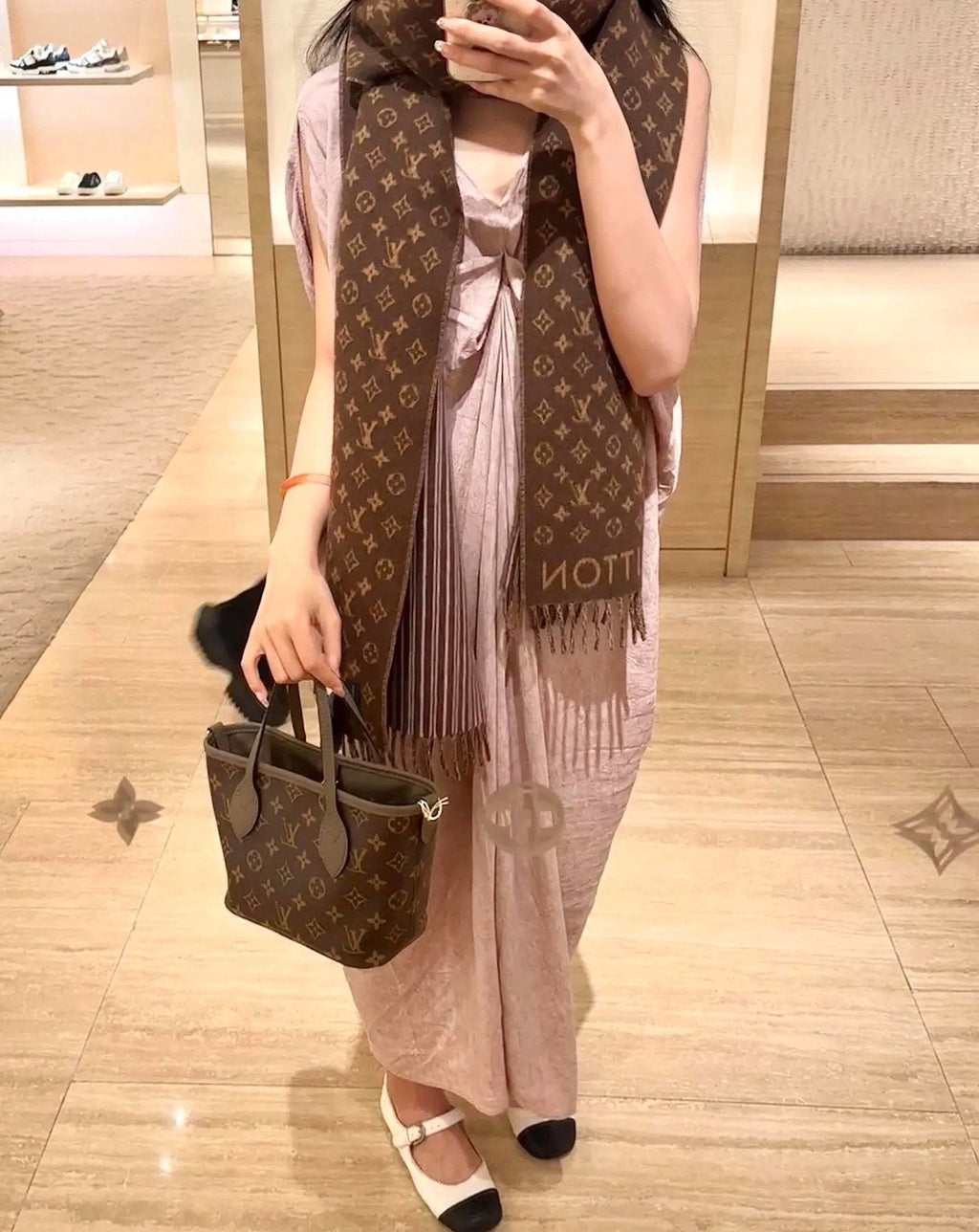 Louis Vuitton Brown Monogram Fringe Scarf